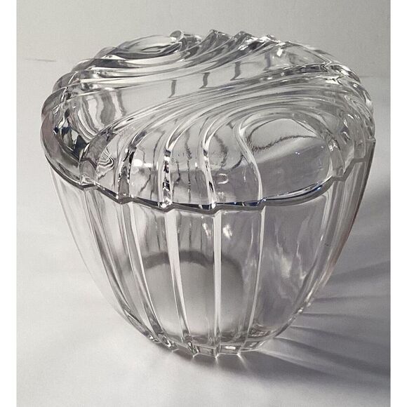 Vintage 24% Lead Cut Crystal Bowl Clear Candy Dish With Lid Germany - Picture 9 of 9